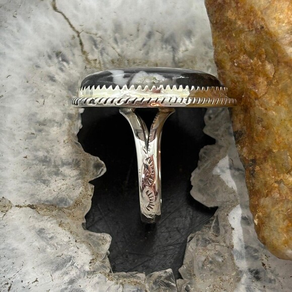 Sterling Southwestern Style White Buffalo Heart Shape Ring Size 7 For Women - Picture 6 of 10